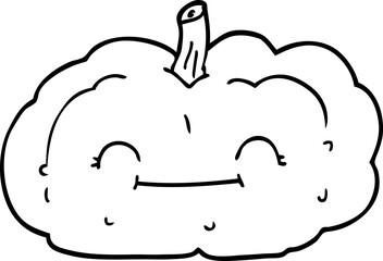 line drawing cartoon happy pumpkin
