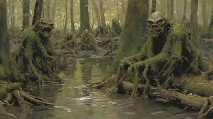 Horrifying Swamp Monsters - obrazy, fototapety, plakaty