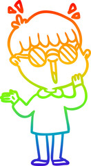 rainbow gradient line drawing cartoon boy realizing something amazing