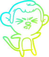 cold gradient line drawing cartoon annoyed monkey
