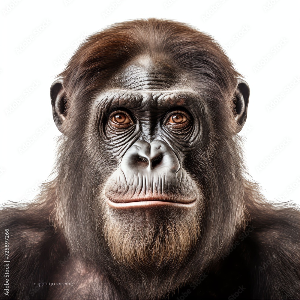 Wall mural a ape, studio light , isolated on white background