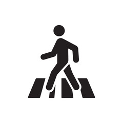 Pedestrian zebra crossing sign icon vector - obrazy, fototapety, plakaty