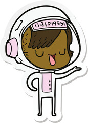 sticker of a cartoon astronaut woman