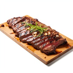 a amiyaki steak, studio light , isolated on white background