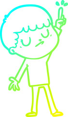 cold gradient line drawing cartoon grumpy boy
