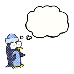 thought bubble cartoon penguin