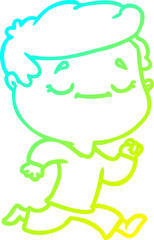 cold gradient line drawing cartoon peaceful man running
