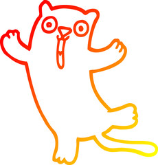 warm gradient line drawing cartoon happy cat