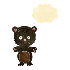 cartoon black bear cub with thought bubble