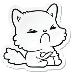 sticker of a cartoon angry cat