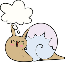 cute cartoon snail and thought bubble