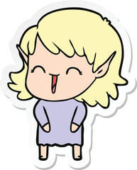 sticker of a cartoon elf girl