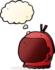 cartoon astronaut helmet with thought bubble