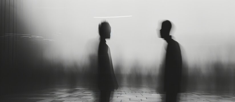 Two figures conversing while 100% blurred.