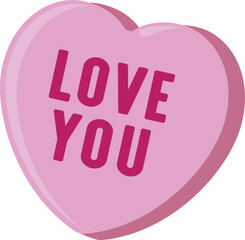 Classic Retro Valentines Day Heart Candy Heart with Love you written on the chalky cany heart