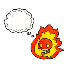 thought bubble textured cartoon burning skull