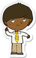 sticker of a cartoon boy with idea