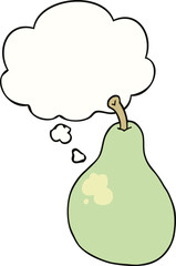 cartoon pear and thought bubble