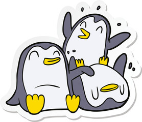 sticker of a cartoon penguins