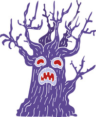 cartoon doodle spooky tree