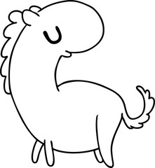 line drawing kawaii of a cute horse