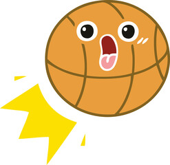 flat color retro cartoon basketball
