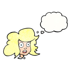 thought bubble textured cartoon surprised female face