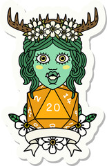 orc druid character with natural twenty dice roll sticker