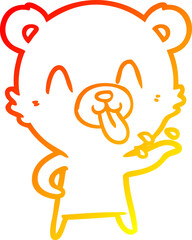 warm gradient line drawing rude cartoon bear