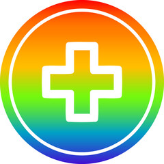 addition symbol circular in rainbow spectrum