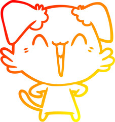 warm gradient line drawing happy little dog cartoon