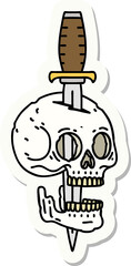 tattoo style sticker of a skull and dagger