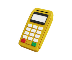 Digital money transfer concept. Online POS payment terminal. POS terminal machine icon. 3d illustration