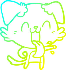cold gradient line drawing cartoon panting dog