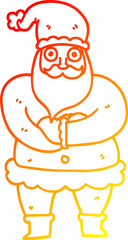 warm gradient line drawing cartoon santa