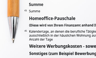 Homeoffice-Pauschale Steuerformular