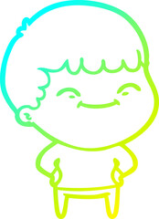 cold gradient line drawing cartoon happy boy