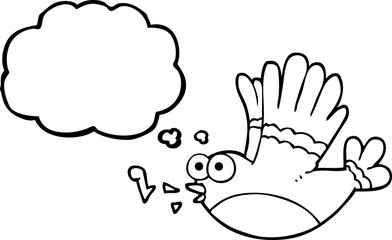 thought bubble cartoon singing bird