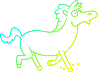 cold gradient line drawing cartoon running horse