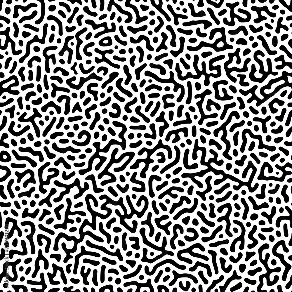 Poster line seamless pattern. repeating brain pattern. black turing shape isolated on white background. rep