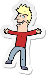 sticker of a cartoon happy man