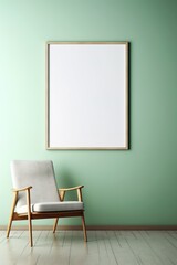 Minimalistic interior with empty picture on the wall for advertising