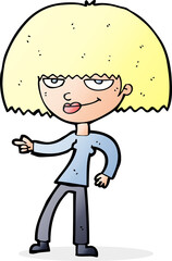 cartoon happy woman pointing