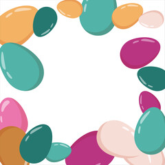 Happy Easter Banner. Pattern of eggs, flowers and twigs. For card, banner, poster, flyer, and web. Spring Festival. Vector illustration