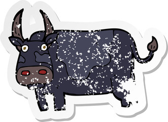retro distressed sticker of a cartoon bull