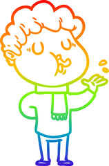 rainbow gradient line drawing cartoon man singing