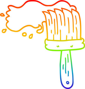 rainbow gradient line drawing cartoon paint brush