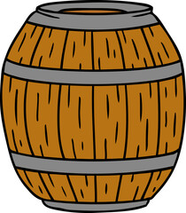 cartoon doodle of a wooden barrel