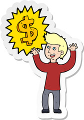 sticker of a making money cartoon