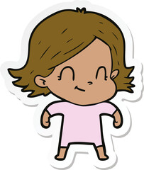 sticker of a cartoon friendly girl
